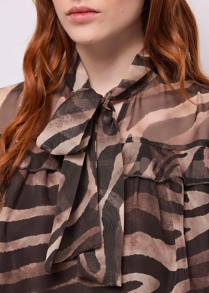 Blusa con stampa animalier Gaudì, multicolore, foto 3 di 4
