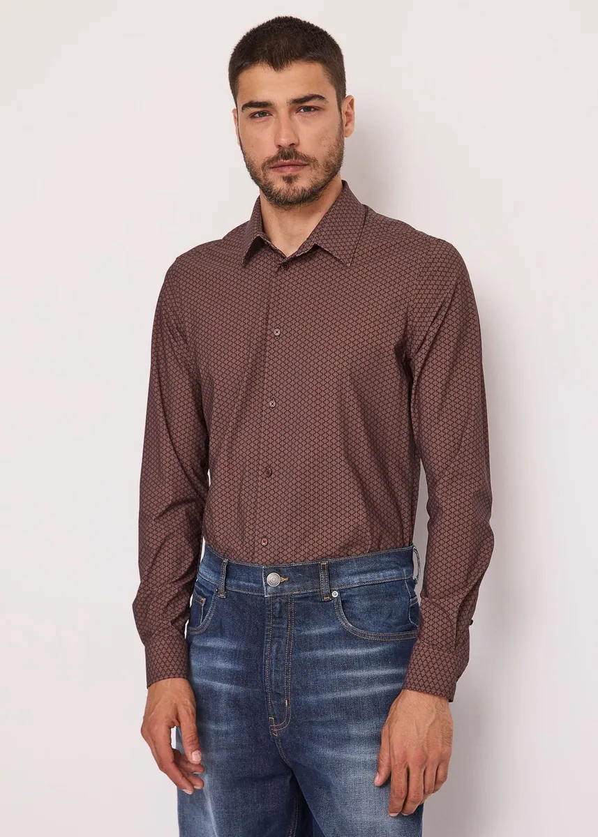 Camicia slim fit con maniche lunghe Gaudì, marrone, foto 1 di 3