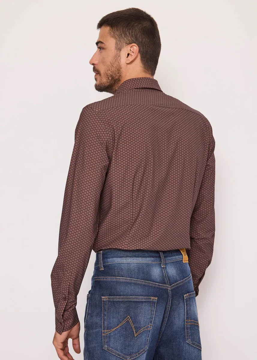 Camicia slim fit con maniche lunghe Gaudì, marrone, foto 2 di 3
