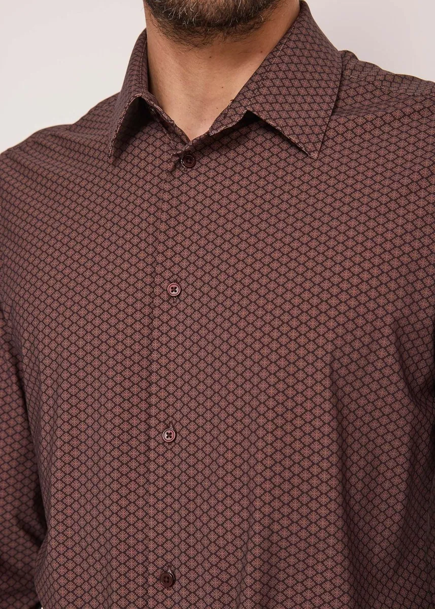 Camicia slim fit con maniche lunghe Gaudì, marrone, foto 3 di 3