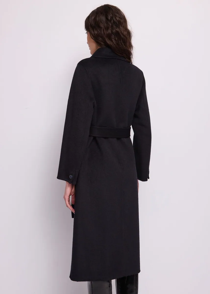 Cappotto doppiopetto con cintura Gaudì, nero, foto 2 di 4