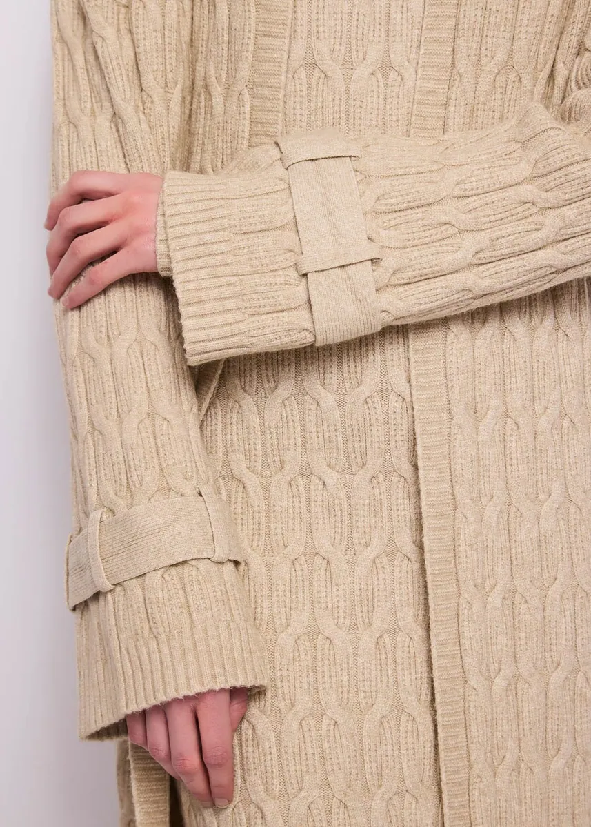 Cardigan in maglia a trecce Gaudì, naturale, foto 4 di 4