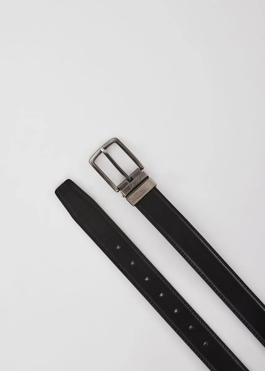 Cintura reversibile in pelle Gaudì, nero, foto 1 di 2