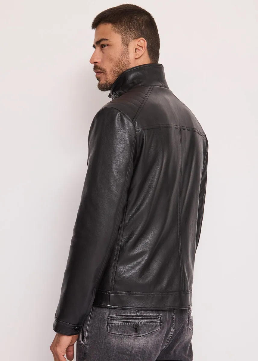 Giacca biker con collo alto e zip Gaudì, nero, foto 2 di 4