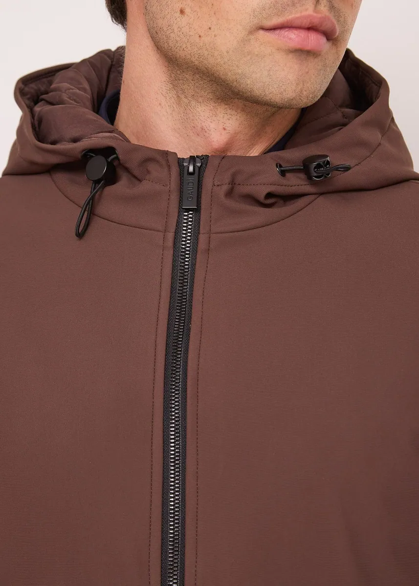 Giubbotto in nylon impermeabile con cappuccio Gaudì, marrone, foto 3 di 4