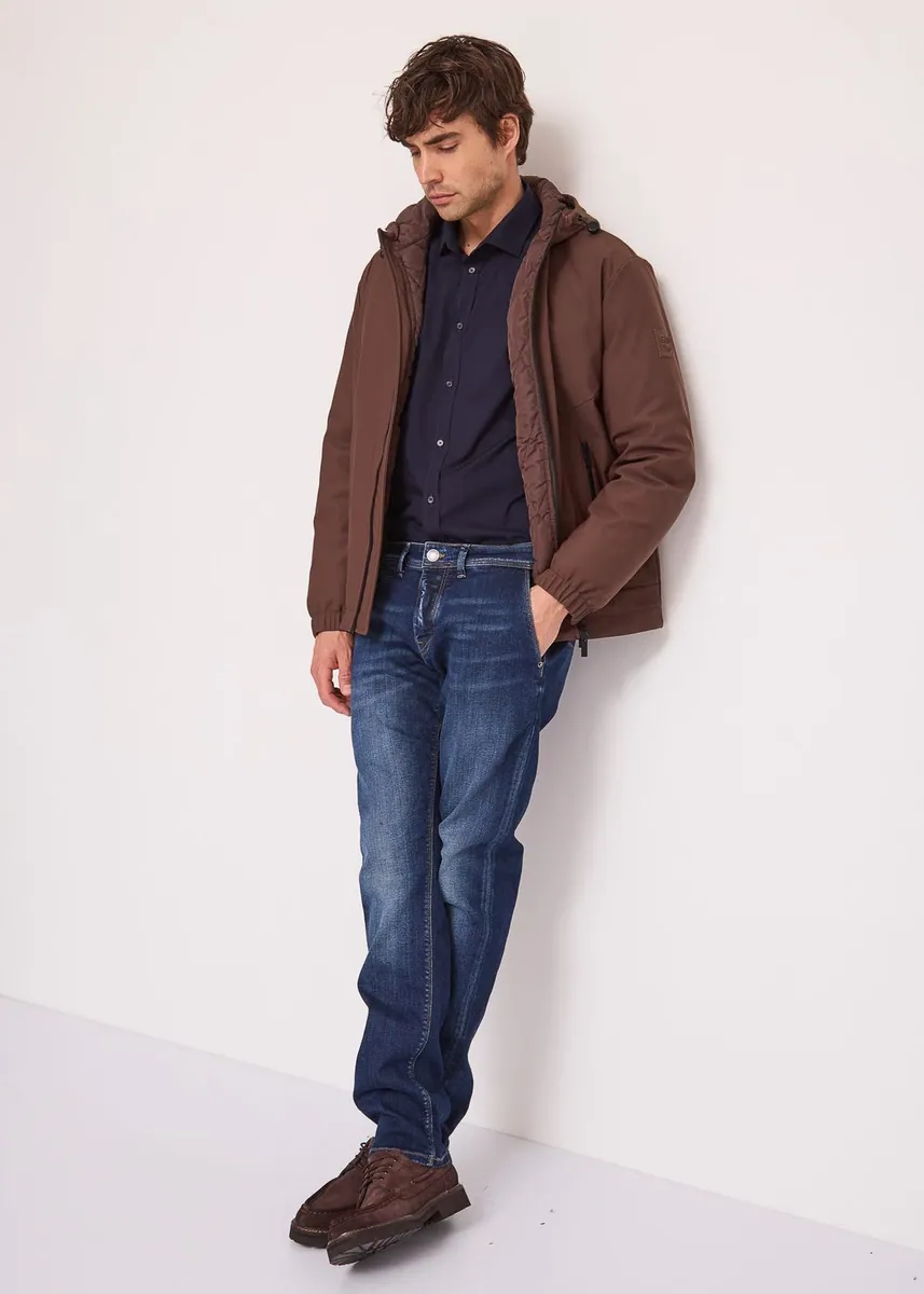 Giubbotto in nylon impermeabile con cappuccio Gaudì, marrone, foto 4 di 4