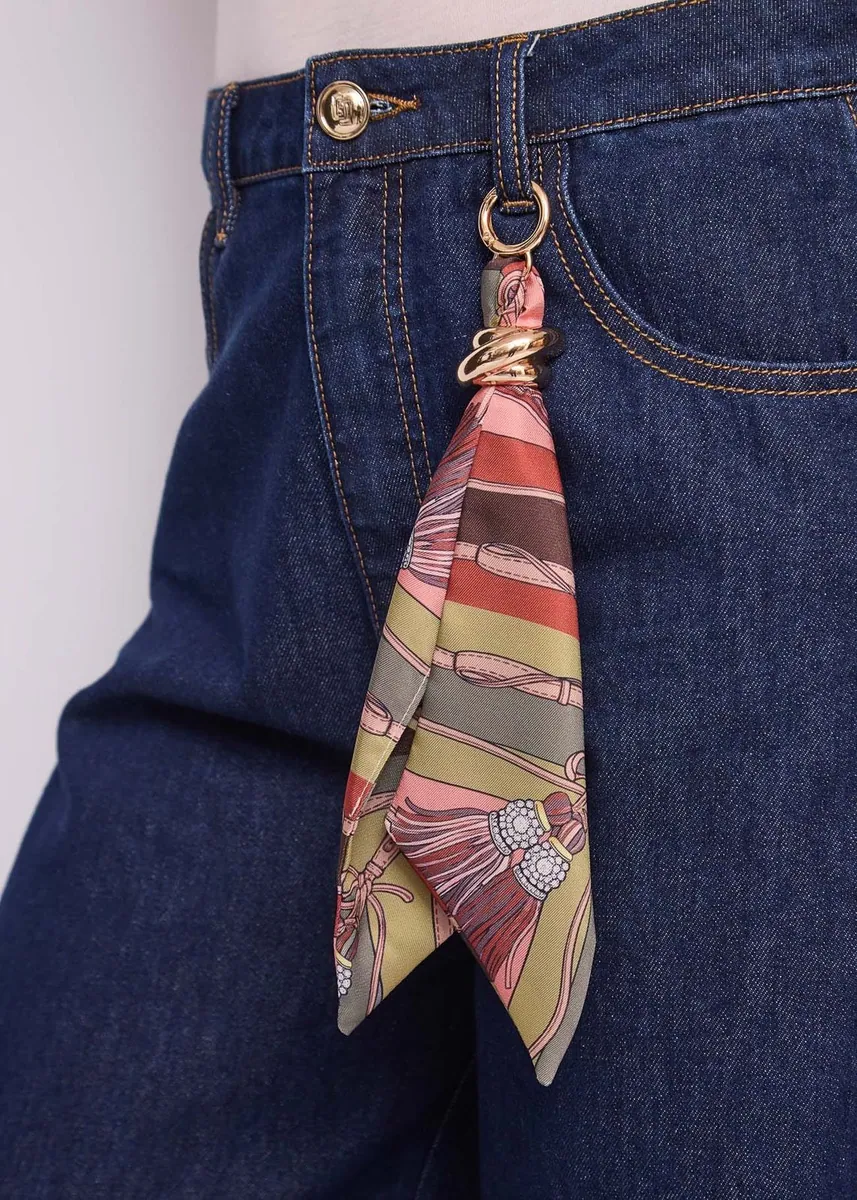 Jeans wide leg con foulard Gaudì, blu, foto 3 di 4