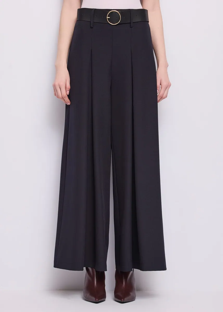 Pantaloni a palazzo con cintura Gaudì, blu, foto 2 di 4