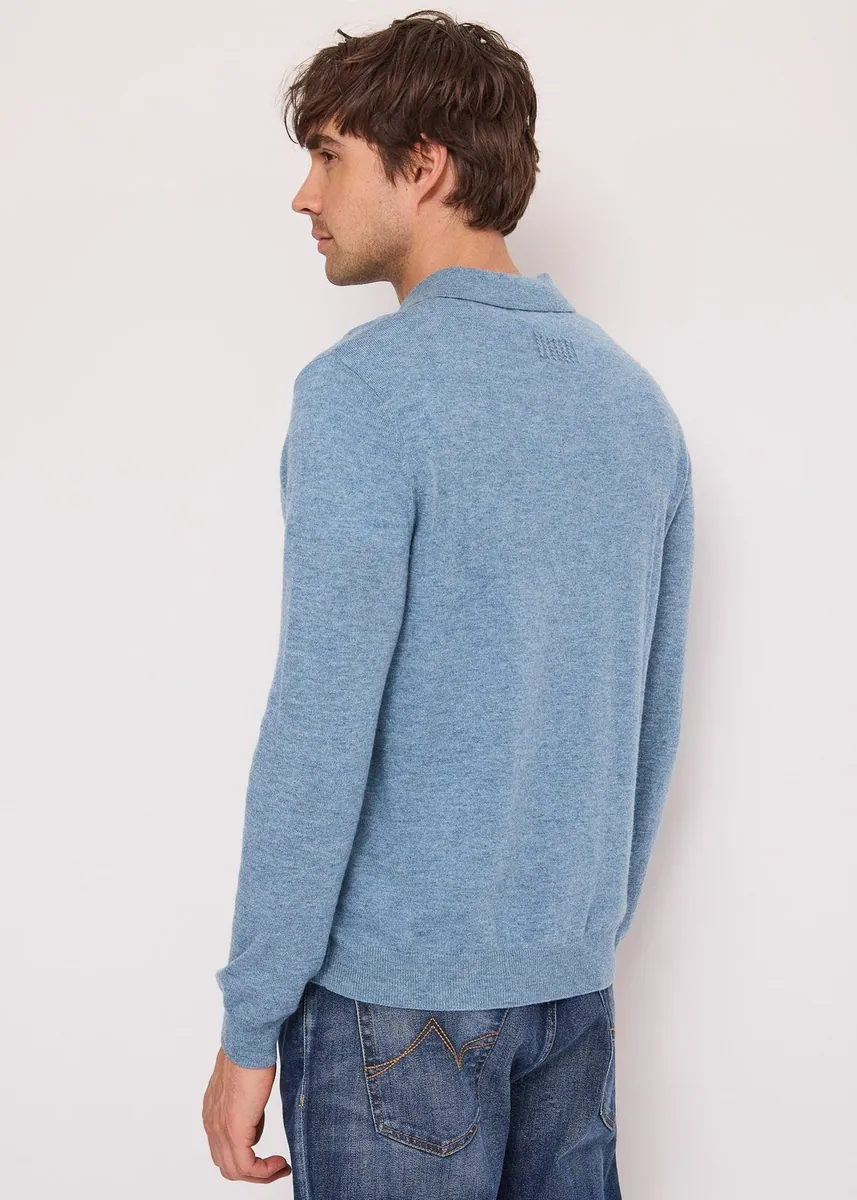 Polo in maglia di lana e cashmere Gaudì, azzurro, foto 2 di 4
