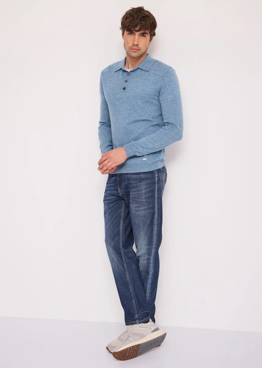 Polo in maglia di lana e cashmere Gaudì, azzurro, foto 4 di 4