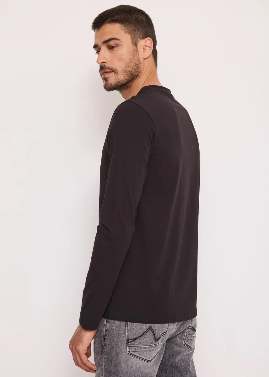 T-shirt girocollo in jersey a maniche lunghe Gaudì, nero, foto 2 di 3