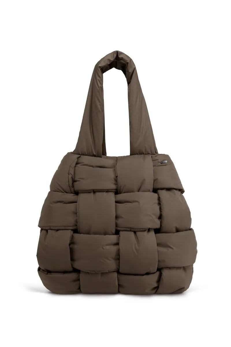 Borsa imbottita con trapuntatura a quadri Bomboogie, bronzo, foto 1 di 2