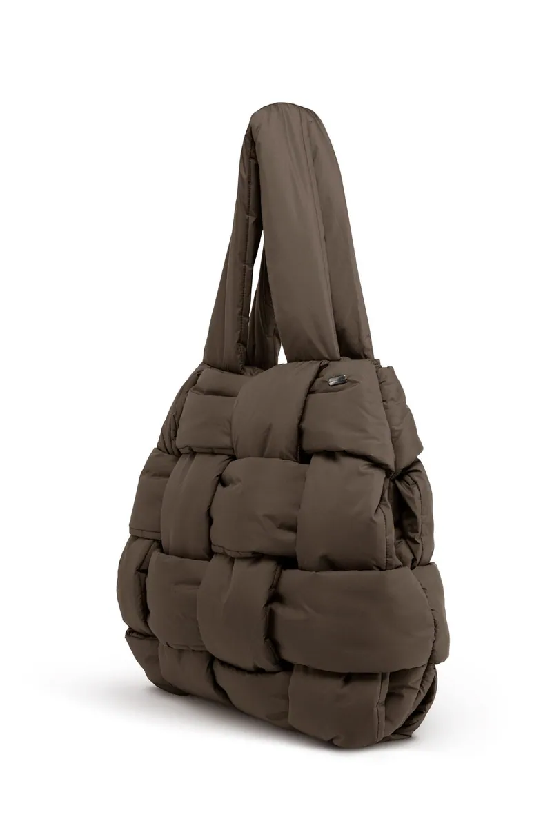 Borsa imbottita con trapuntatura a quadri Bomboogie, bronzo, foto 2 di 2