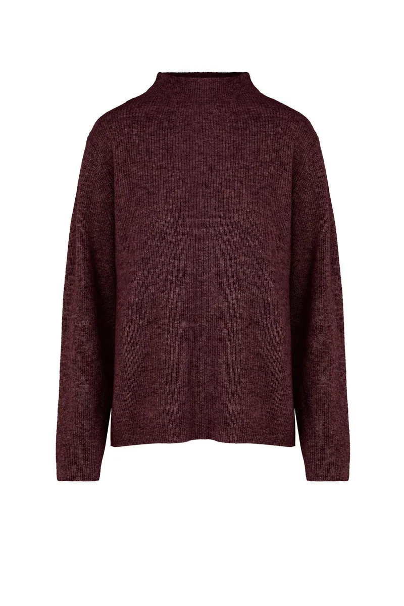 Maglia a collo alto in lana e cashmere Bomboogie, bordeaux melange, foto 1 di 3