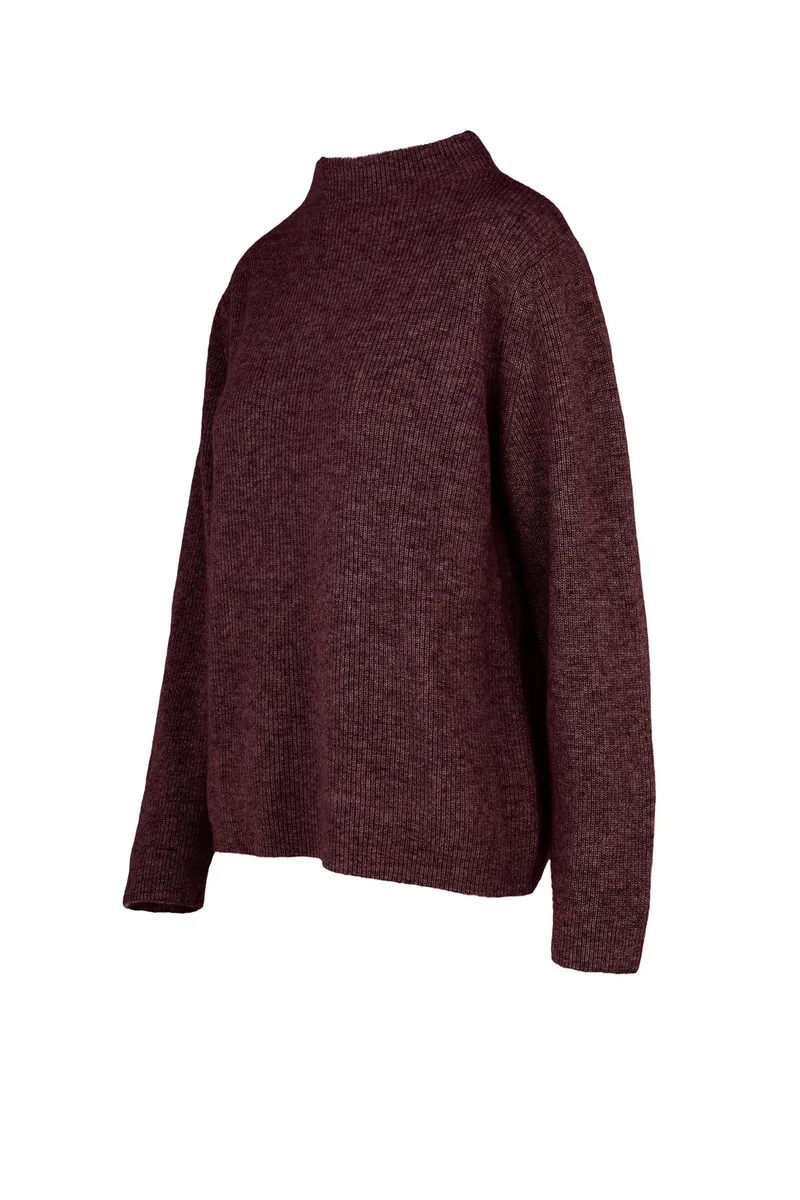 Maglia a collo alto in lana e cashmere Bomboogie, bordeaux melange, foto 2 di 3