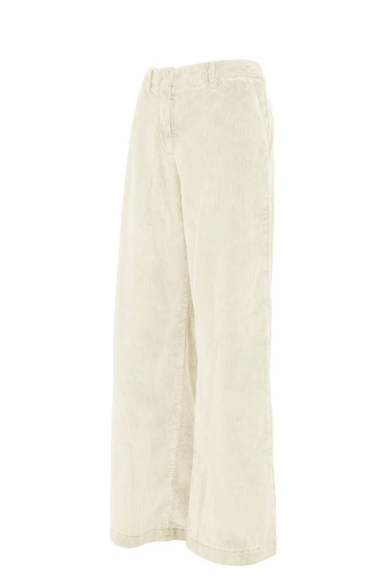 Pantaloni palazzo in velluto Bomboogie, bianco panna, foto 2 di 3