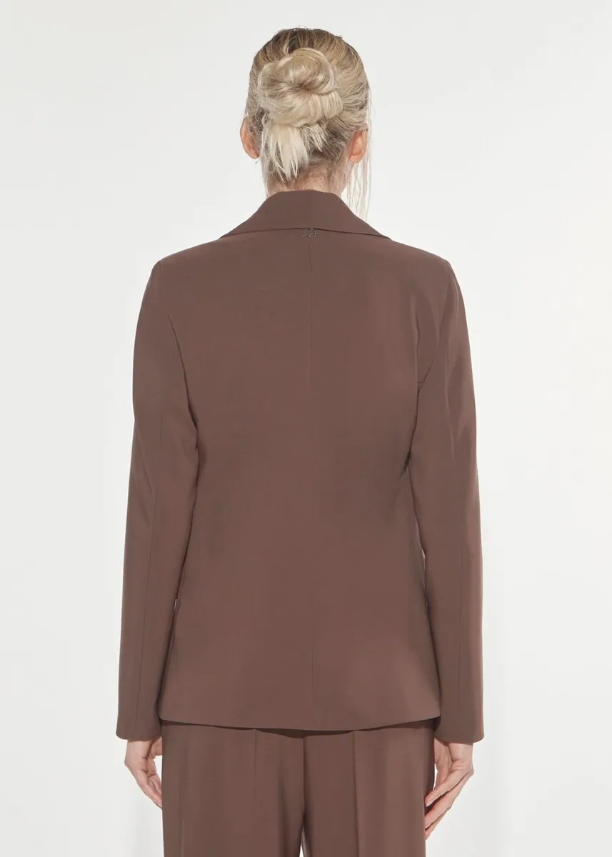 Blazer doppiopetto con bottoni gioiello Denny Rose, marrone cioccolato, foto 3 di 4