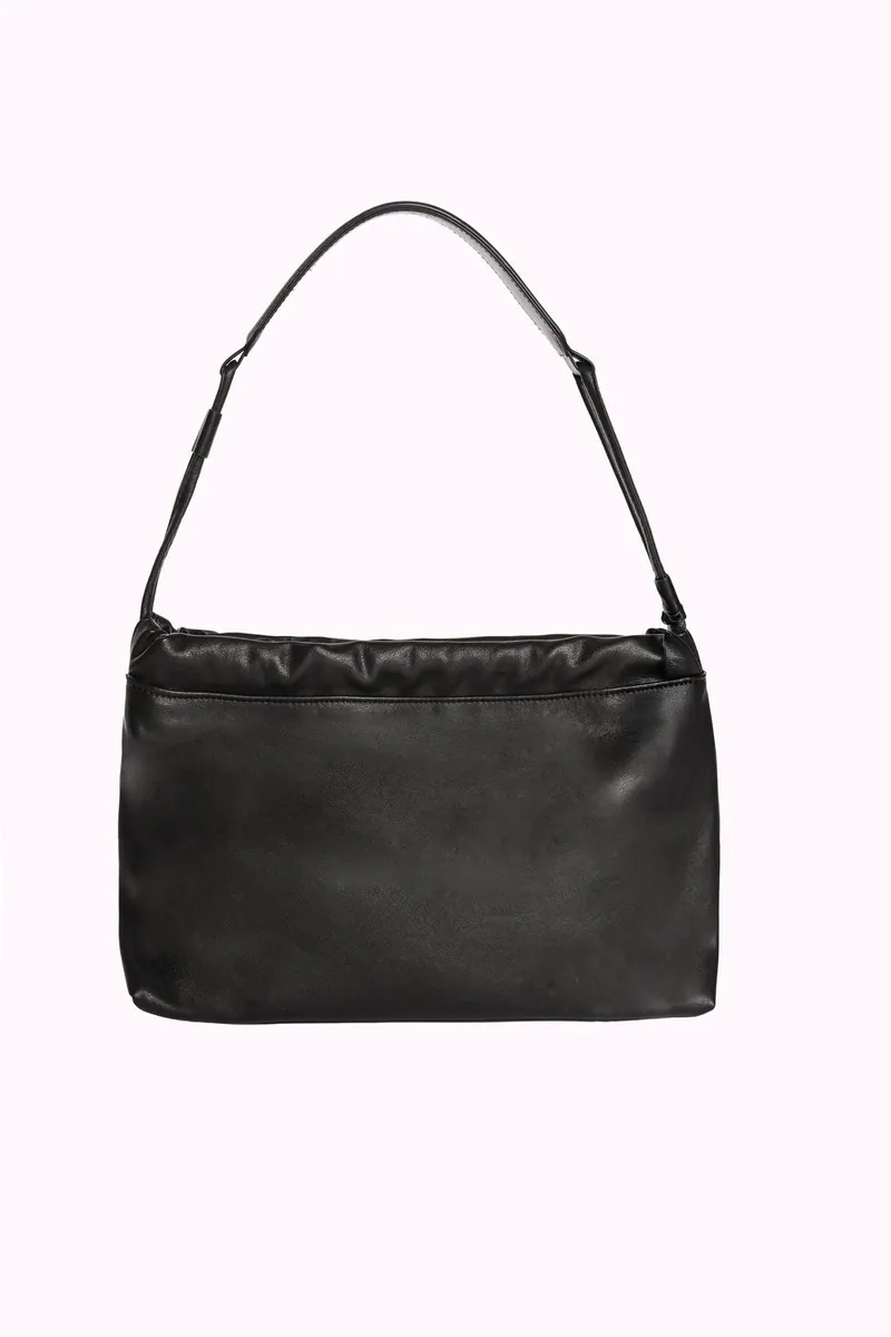Borsa a spalla in finta pelle con coulisse Fracomina, nero, foto 2 di 3