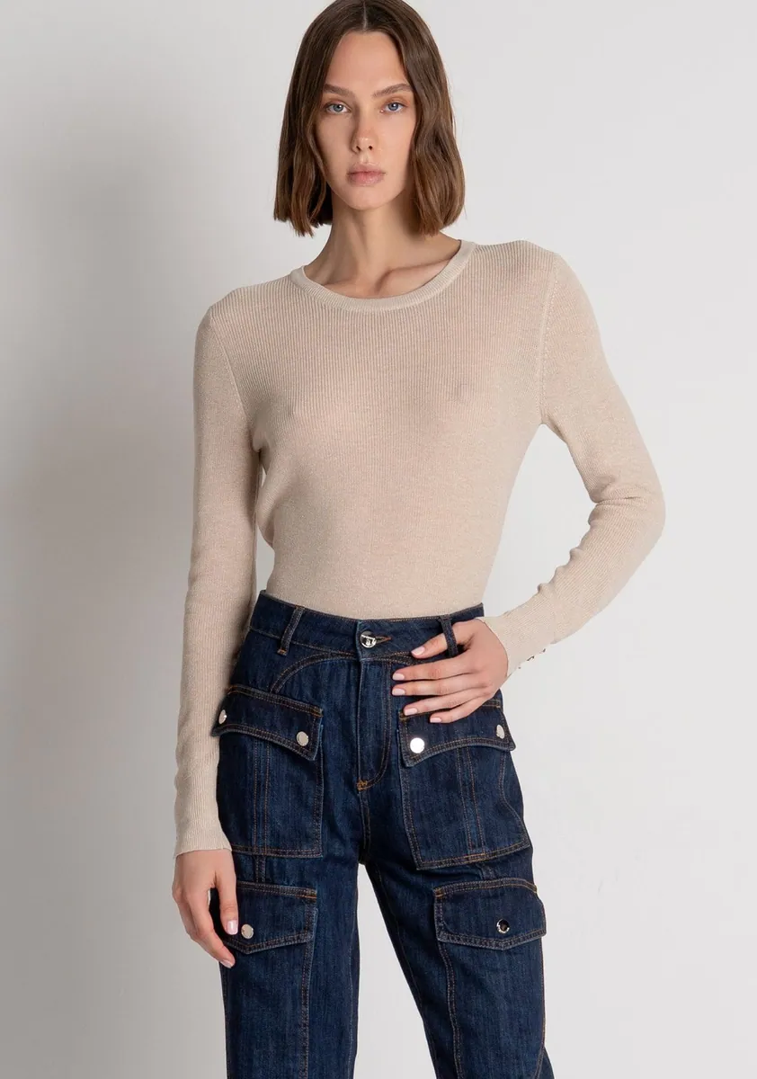 Jeans bootcut a vita alta con tasconi Fracomina, blu scuro, foto 3 di 4