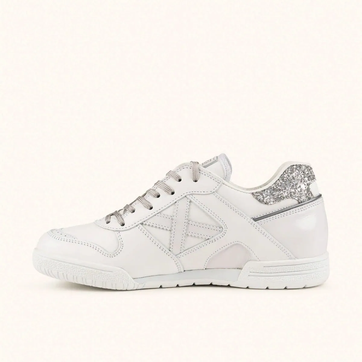 Sneakers Continental Premium in pelle con glitter Munich, bianco e argento, foto 2 di 4