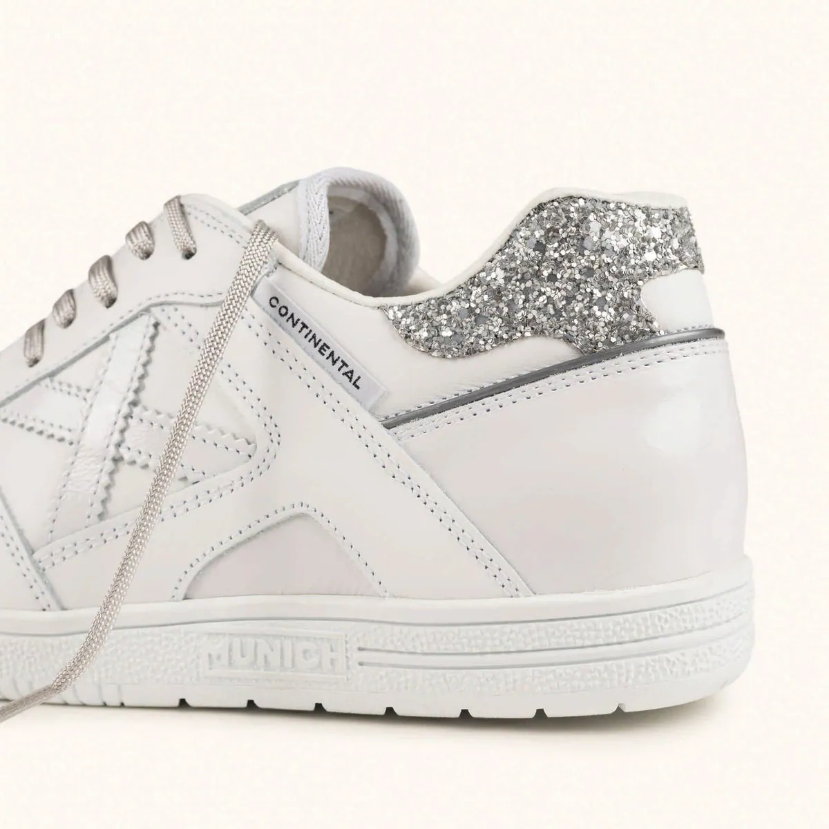 Sneakers Continental Premium in pelle con glitter Munich, bianco e argento, foto 4 di 4