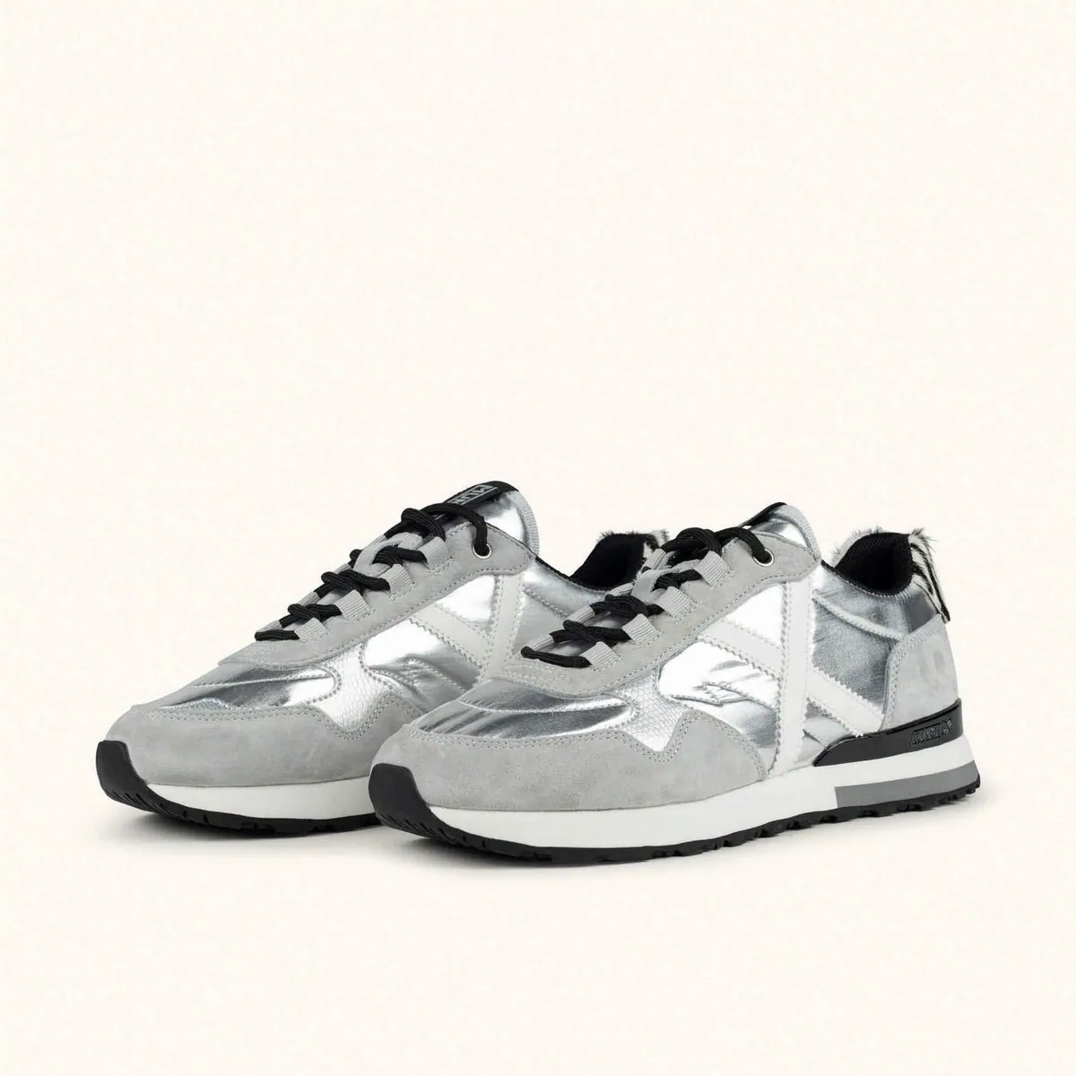 Sneakers Sunset argento con tallone zebrato Munich, argento, grigio e zebrato, foto 3 di 4