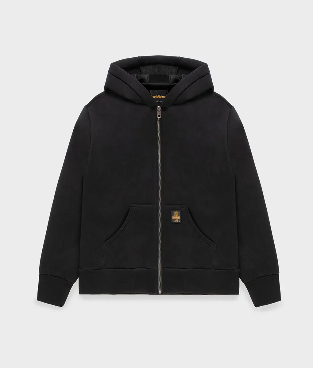 Felpa con cappuccio e zip in scuba RefrigiWear, nero, foto 1 di 4