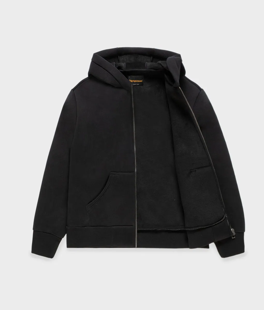 Felpa con cappuccio e zip in scuba RefrigiWear, nero, foto 2 di 4