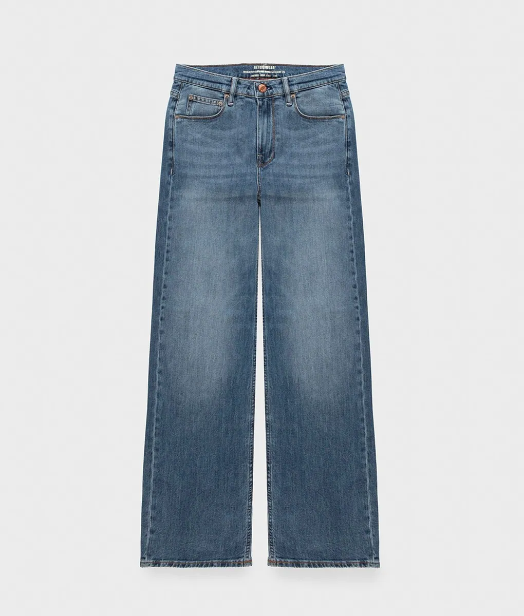 Jeans wide leg a vita alta RefrigiWear, blu, foto 1 di 4