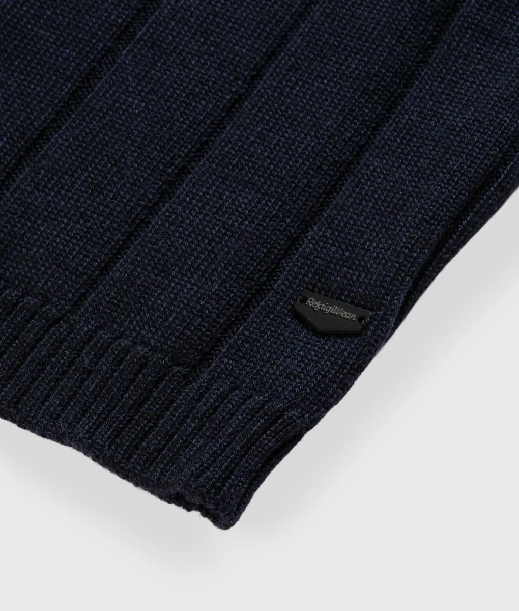 Maglione girocollo in lana merino a coste RefrigiWear, blu scuro, foto 4 di 4
