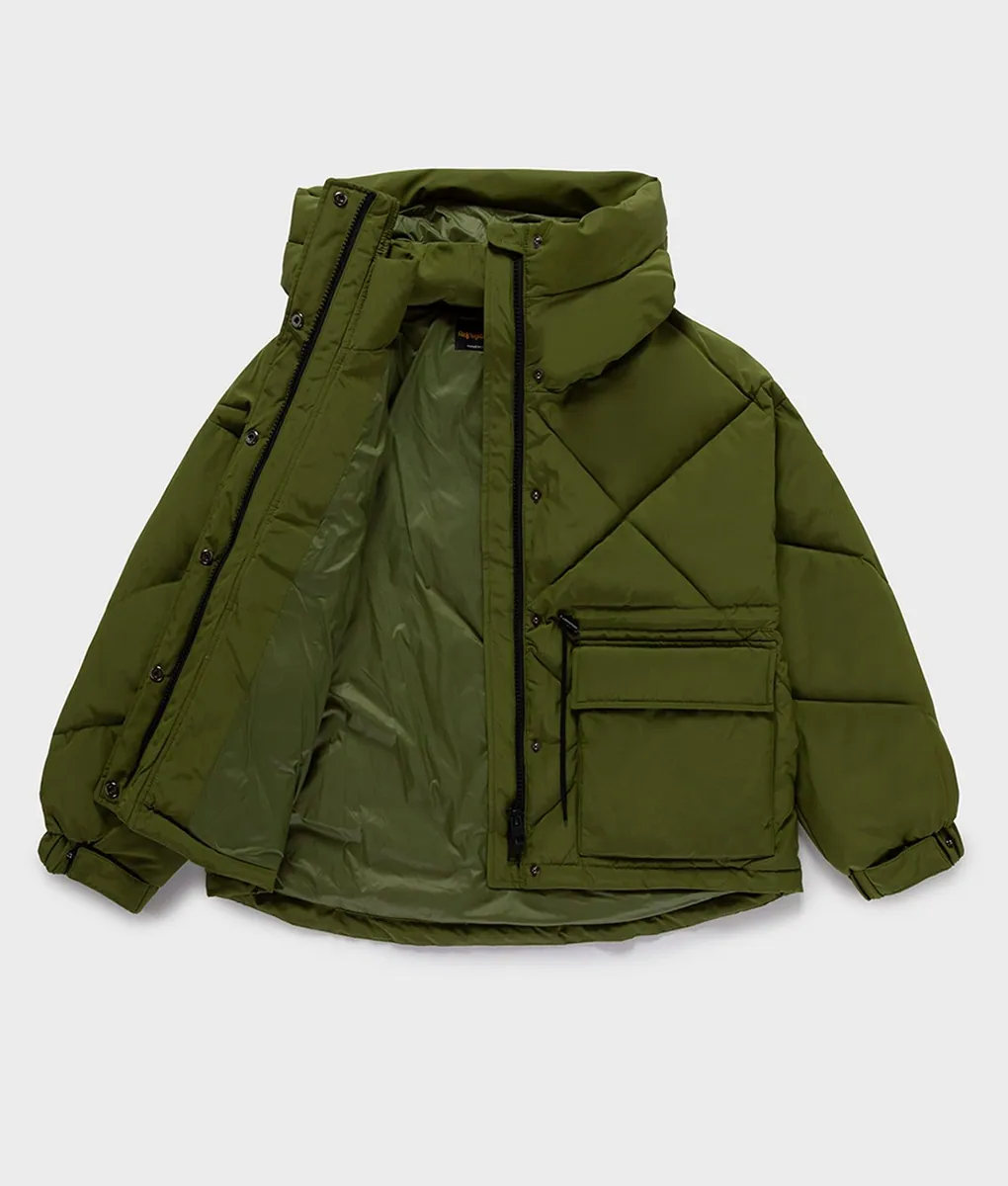 Parka oversize imbottito con cappuccio RefrigiWear, verde oliva, foto 2 di 4