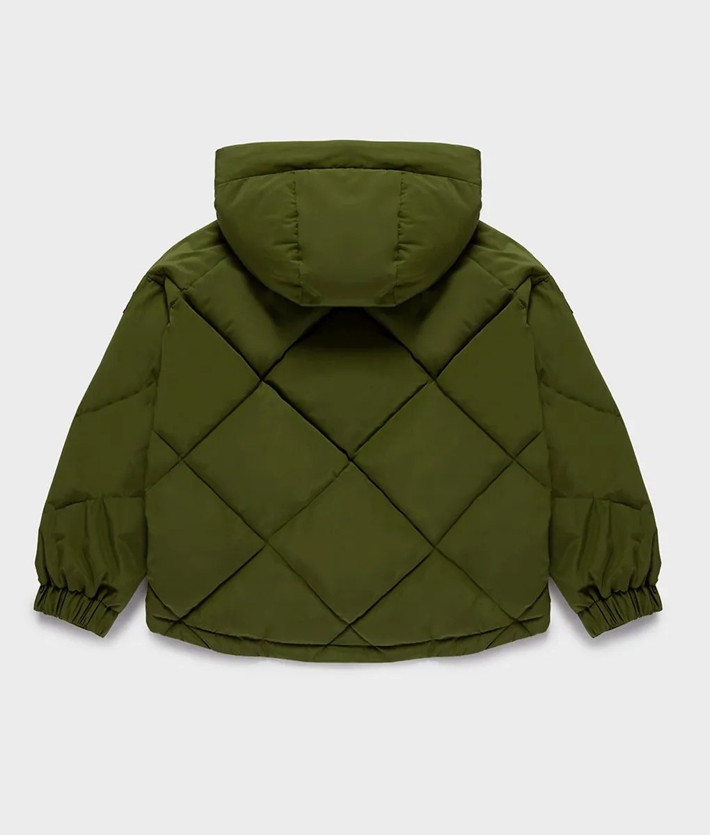 Parka oversize imbottito con cappuccio RefrigiWear, verde oliva, foto 3 di 4