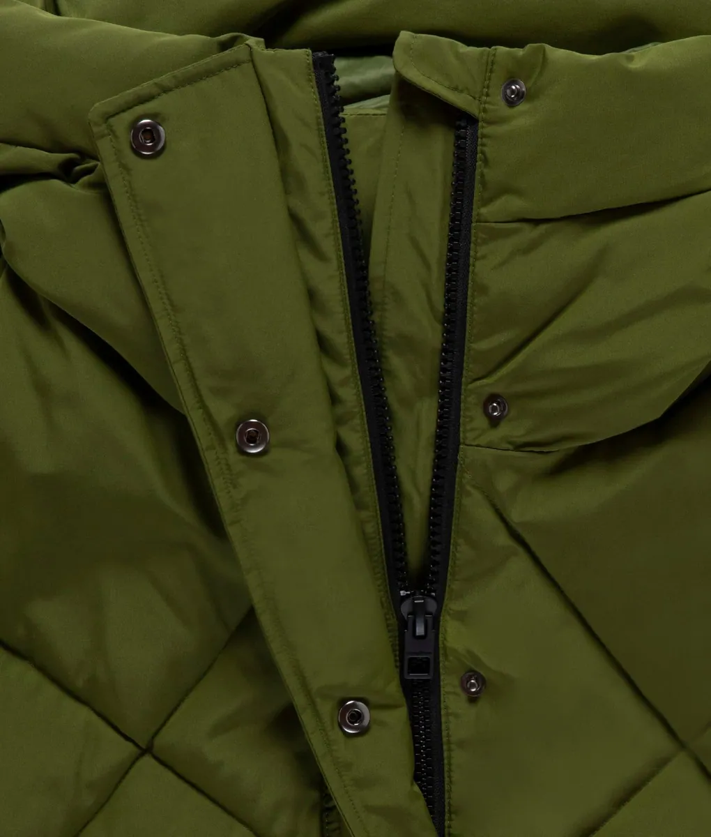 Parka oversize imbottito con cappuccio RefrigiWear, verde oliva, foto 4 di 4