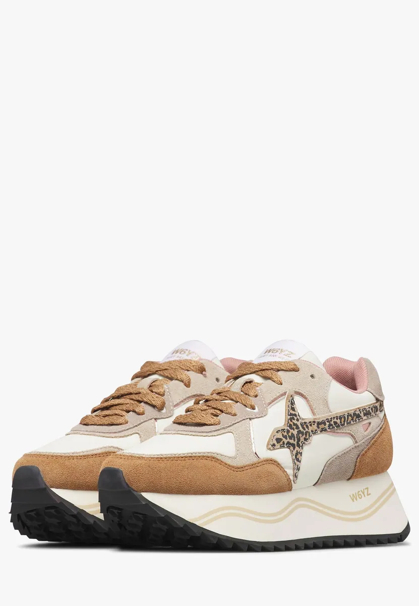 Sneakers Deva in camoscio e tessuto W6YZ, marrone-bianco latte, foto 3 di 4