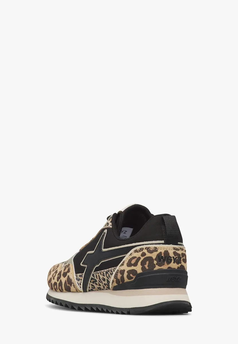 Sneakers Jet in pelle e tessuto animalier W6YZ, marrone-nero-oro, foto 4 di 4