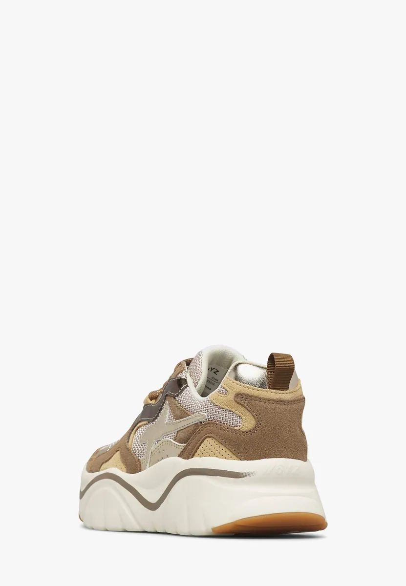 Sneakers Mia in pelle e tessuto con dettagli oro W6YZ, tortora-oro, foto 4 di 4