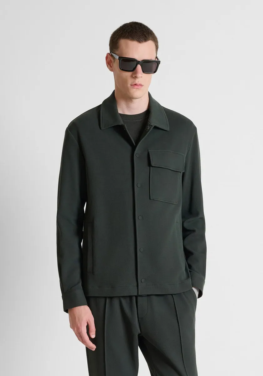 Camicia Aruba in twill stretch di cotone Antony Morato, verde foresta, foto 2 di 4