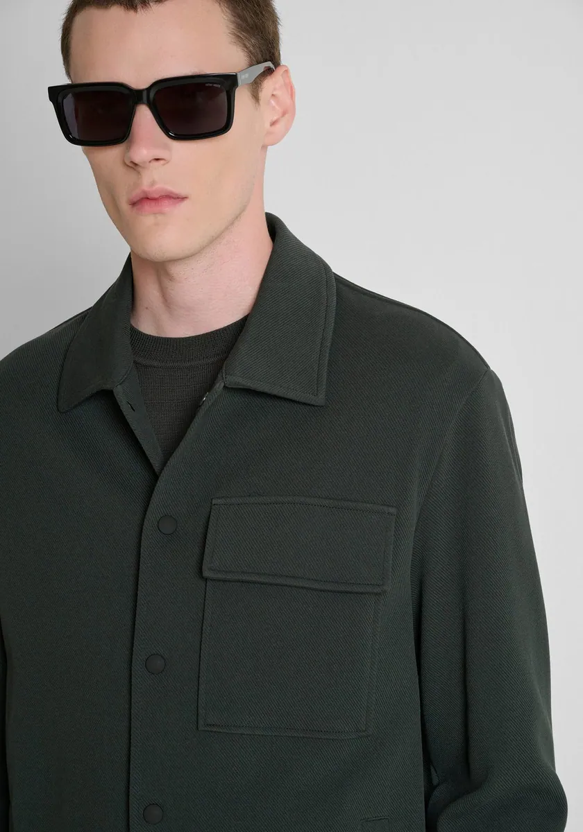 Camicia Aruba in twill stretch di cotone Antony Morato, verde foresta, foto 4 di 4
