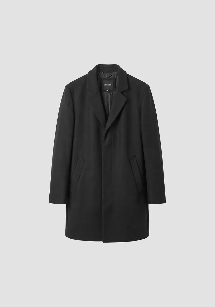 Cappotto Morgan in twill misto viscosa Antony Morato, nero, foto 1 di 4