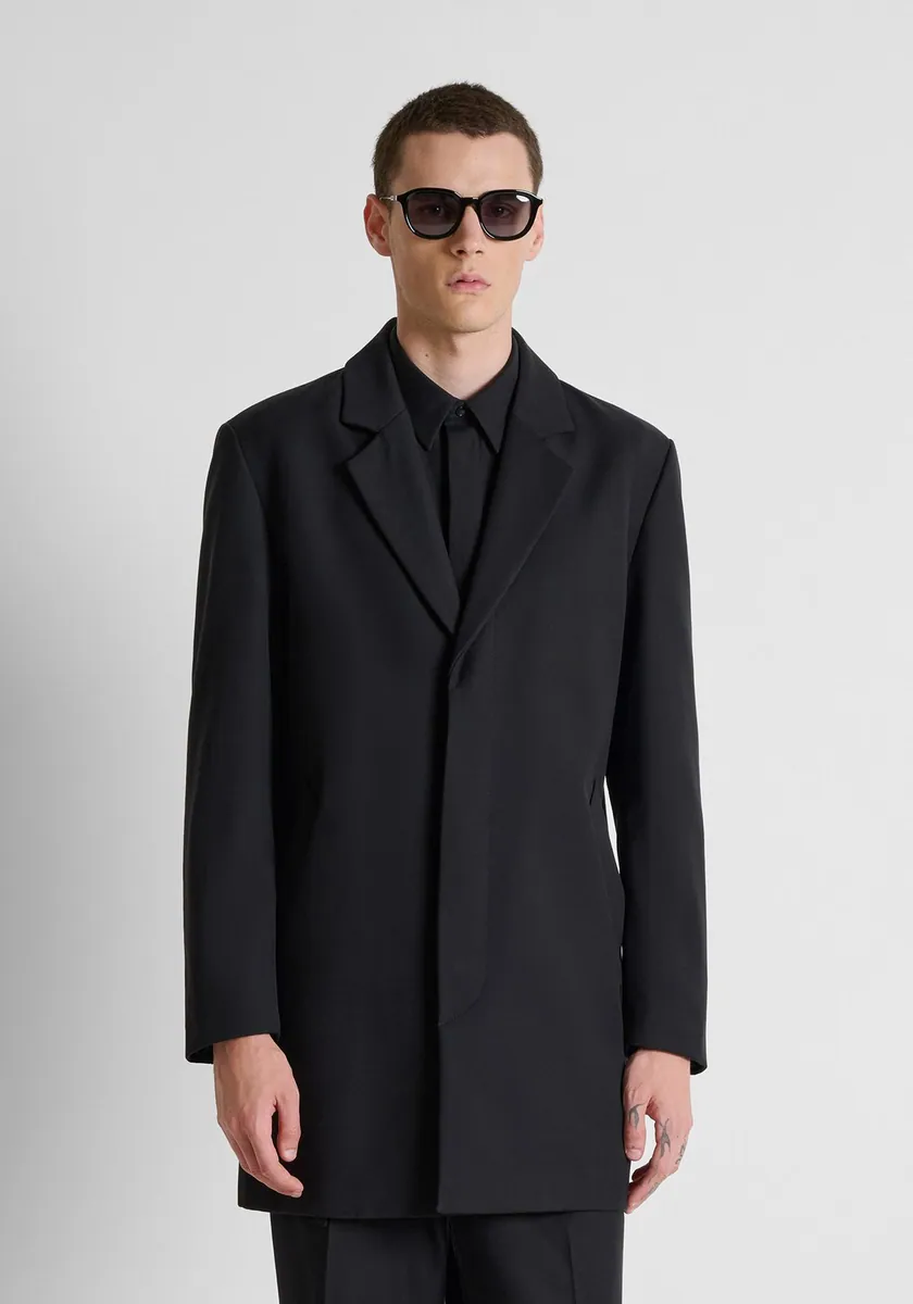 Cappotto Morgan in twill misto viscosa Antony Morato, nero, foto 2 di 4