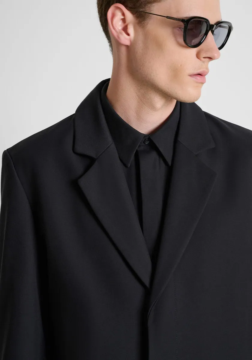 Cappotto Morgan in twill misto viscosa Antony Morato, nero, foto 4 di 4
