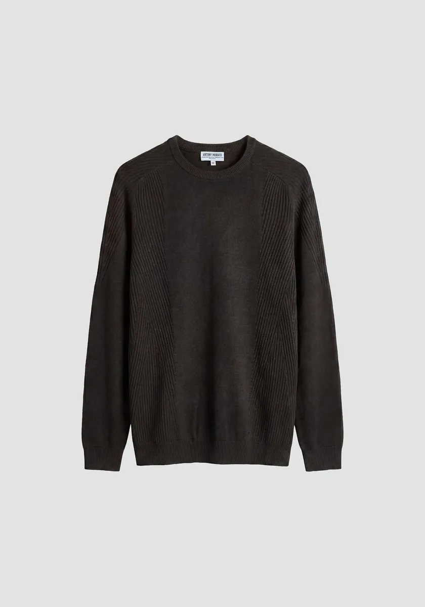 Maglia girocollo con lana merino Antony Morato, caffè, foto 1 di 4