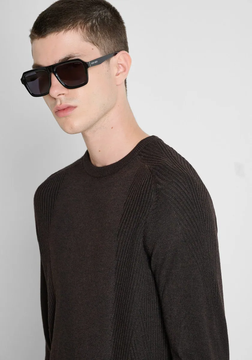 Maglia girocollo con lana merino Antony Morato, caffè, foto 4 di 4