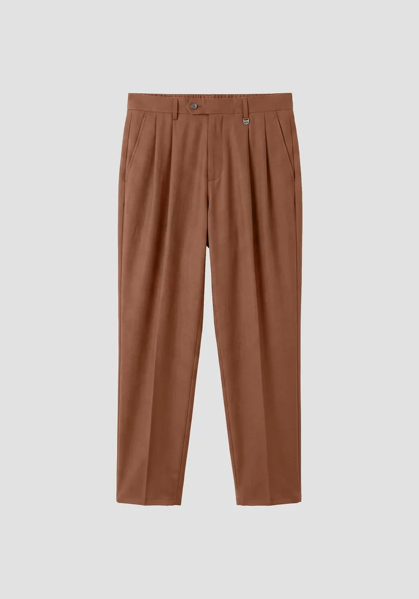 Pantaloni Jude con pinces in twill misto viscosa Antony Morato, tabacco, foto 1 di 4