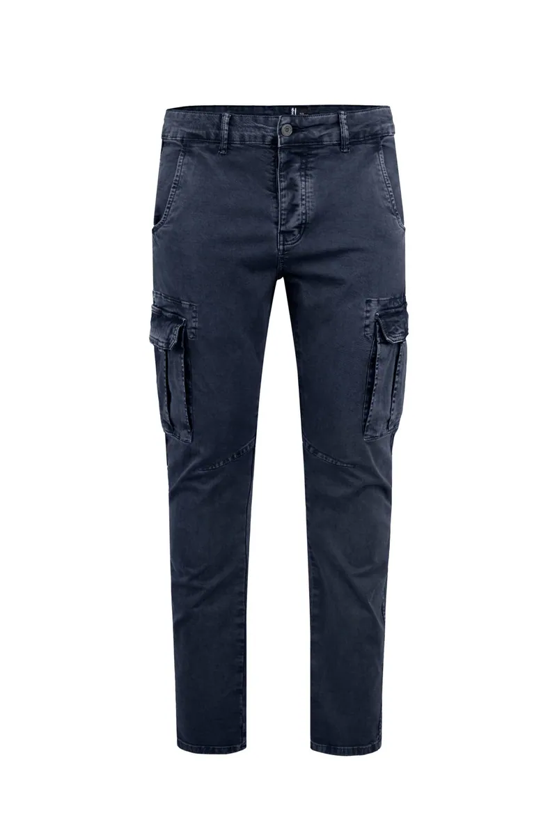 Pantaloni cargo slim fit in gabardina stretch Bomboogie, blu notte, foto 1 di 3