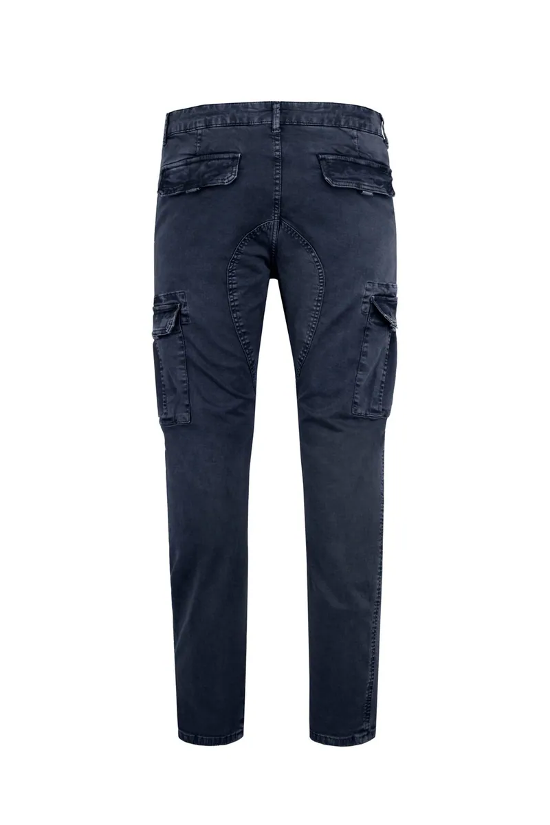 Pantaloni cargo slim fit in gabardina stretch Bomboogie, blu notte, foto 3 di 3