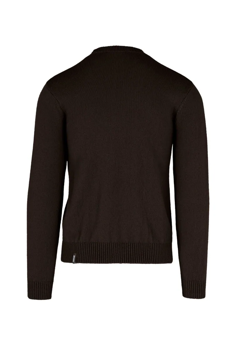 Maglione girocollo in lana merino Bomboogie, caffè, foto 2 di 3