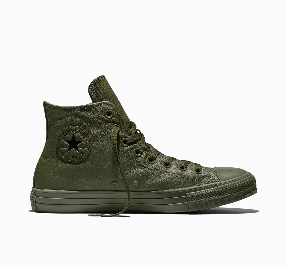Chuck Taylor All Star alta in pelle martellata Converse, verde oliva, foto 1 di 3