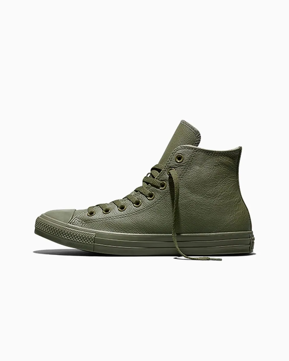 Chuck Taylor All Star alta in pelle martellata Converse, verde oliva, foto 2 di 3
