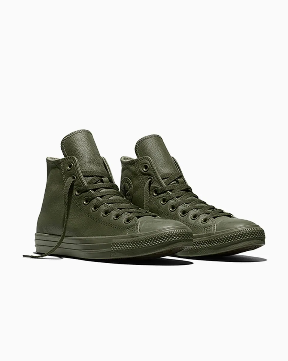 Chuck Taylor All Star alta in pelle martellata Converse, verde oliva, foto 3 di 3